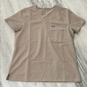 FIGS Catarina Scrub Top size Large in Boulder Tan Limited Edition